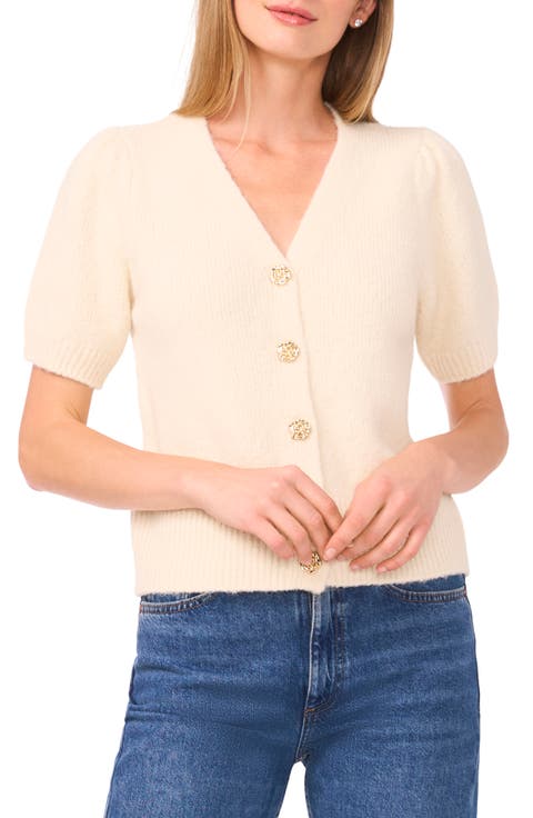 Short Sleeve Button Front Cardigan