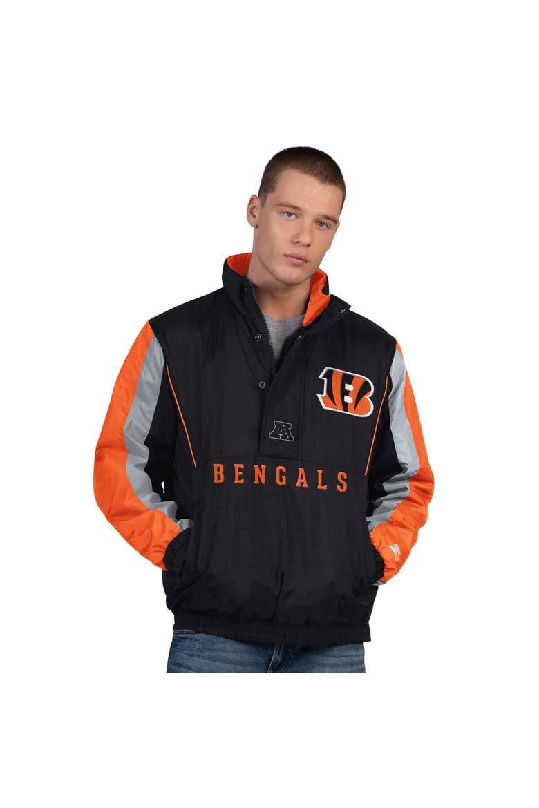 Men's Starter  Black Cincinnati Bengals Thursday Night Gridiron Half-Zip Jacket, Main, color, Black