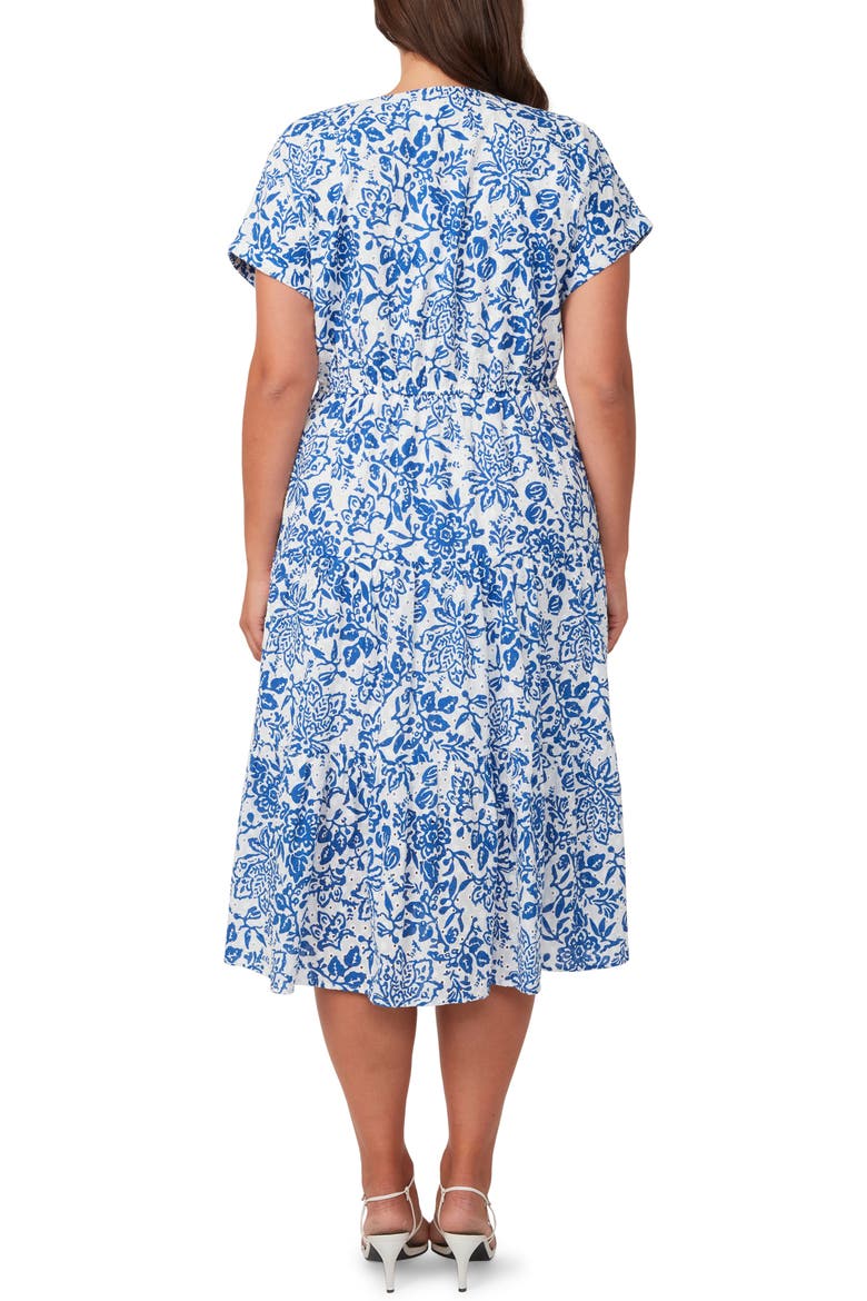 Cote Dazur Embroidered Midi Dress, Alternate, color, MILK/ AZURE
