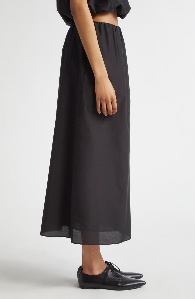 LOULOU DE SAISON Carmen Cotton & Silk Voile Maxi Skirt, Alternate, color, Black