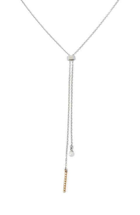 Chain & Faux Pearl Y-Necklace