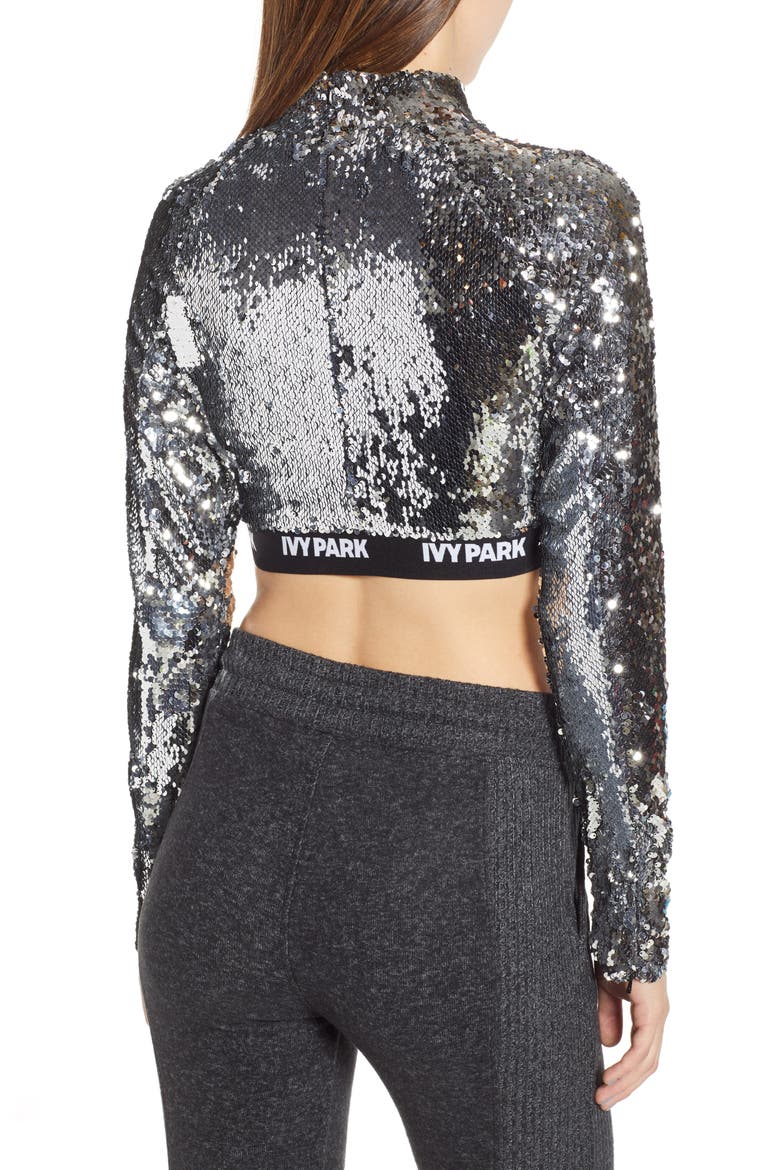 Sequin Crop Top, Alternate, color, METALLIC