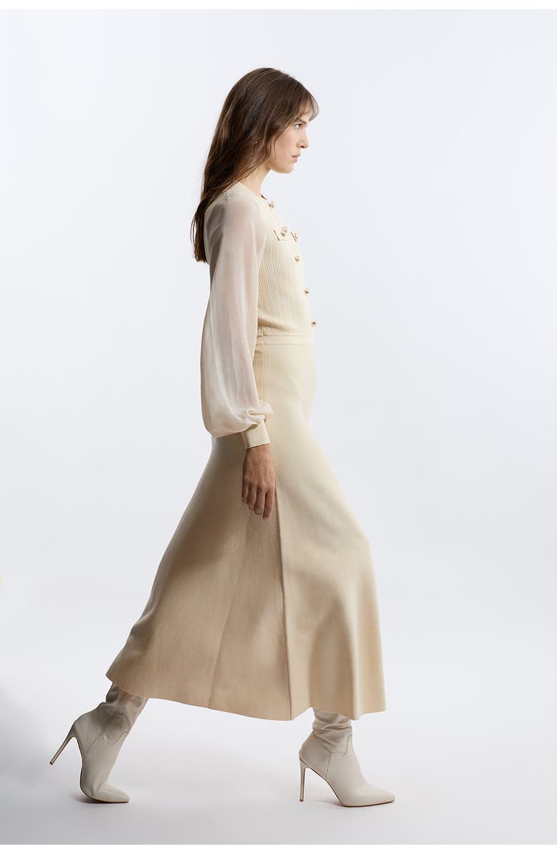 Karen Millen Viscose Maxi Knit Dress, Alternate, color, Cream