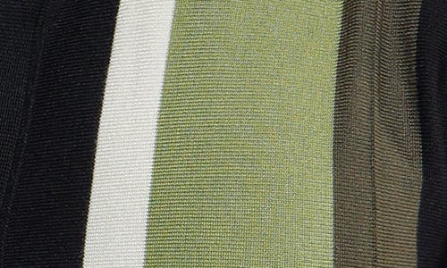 Spring + Mercer Stripe Short Sleeve Button-up Polo Sweater In Black/olive