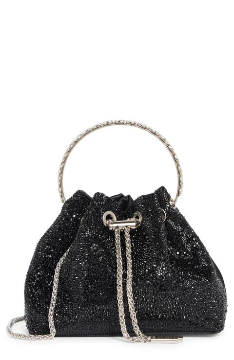 Rhinestone Embellished Bucket Bag Clutch
