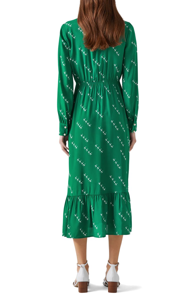 LK Bennett Bridget Long Sleeve Dress, Alternate, color, Multi Green/Cream