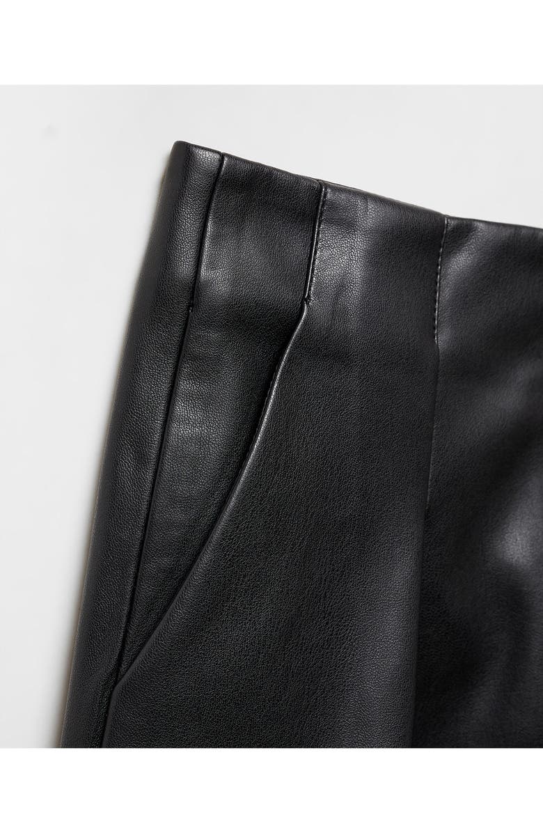 MANGO Pleated Faux Leather Shorts, Alternate, color,