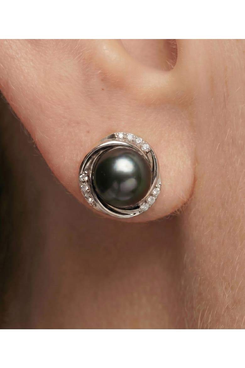 Tahitian South Sea Pearl and Diamond Lexi Earrings, Alternate, color, White Gold