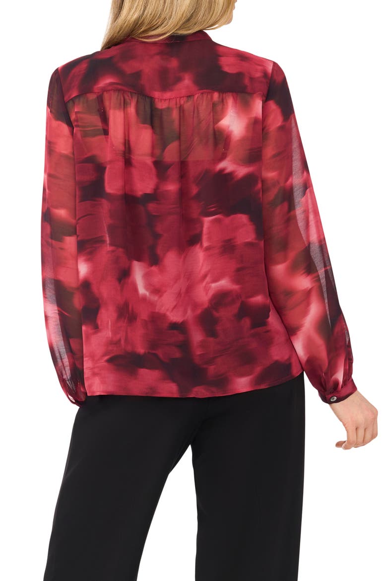 Shirred Mock Neck Button-Up Shirt, Alternate, color, WINTERBERRY