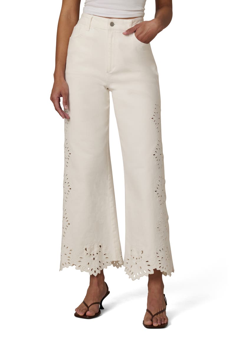 The Mia Embroidered High Waist Ankle Straight Leg Jeans, Main, color, ECRU FLORAL