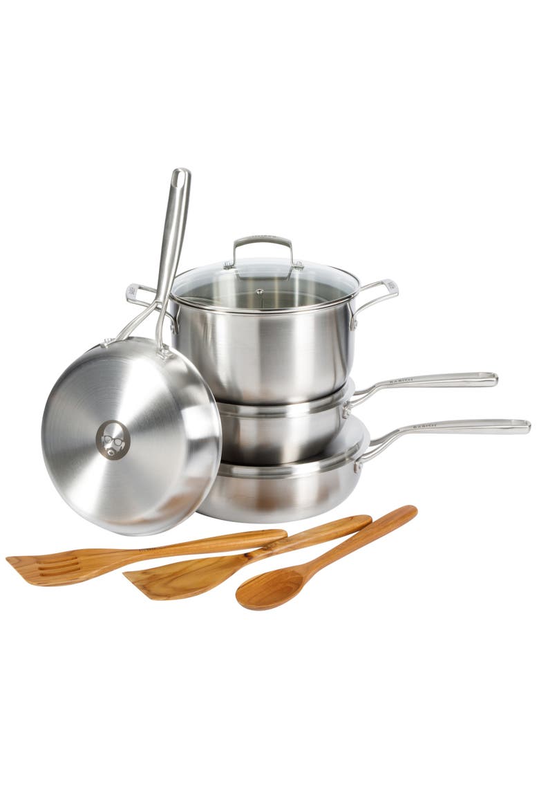 10-Piece Professional Tri-Ply Stainless Steel Cookware Set, Main, color, Stainless Steel