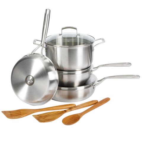 10-Piece Professional Tri-Ply Stainless Steel Cookware Set