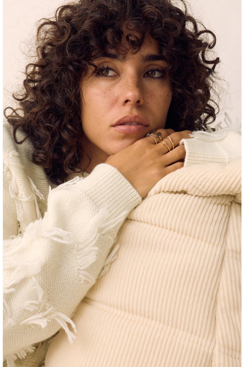 Fringe Crewneck Sweater, Alternate, color, CREAM
