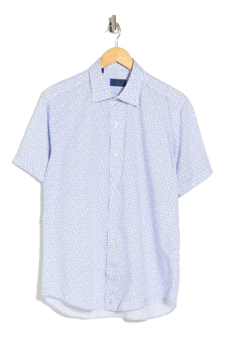 Neat Print Short Sleeve Shirt, Alternate, color, WHITE/ BLUE