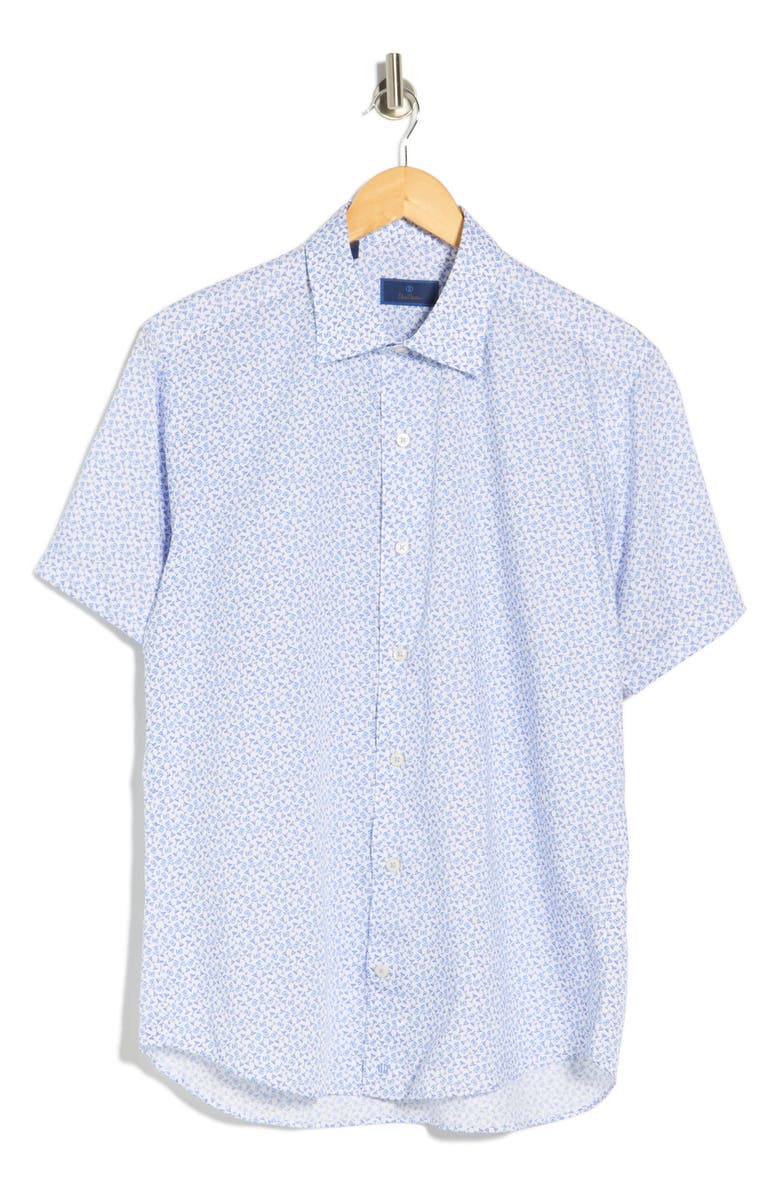 David Donahue Casual Short Sleeve Sport Shirt, Main, color, White/ Blue