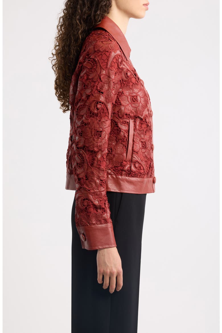 The Chayenne Faux Leather Lace Jacket, Alternate, color, TOASTED SAFFRON