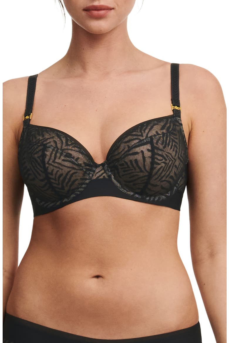 Graphic Allure Underwire Plunge Bra, Main, color, BLACK