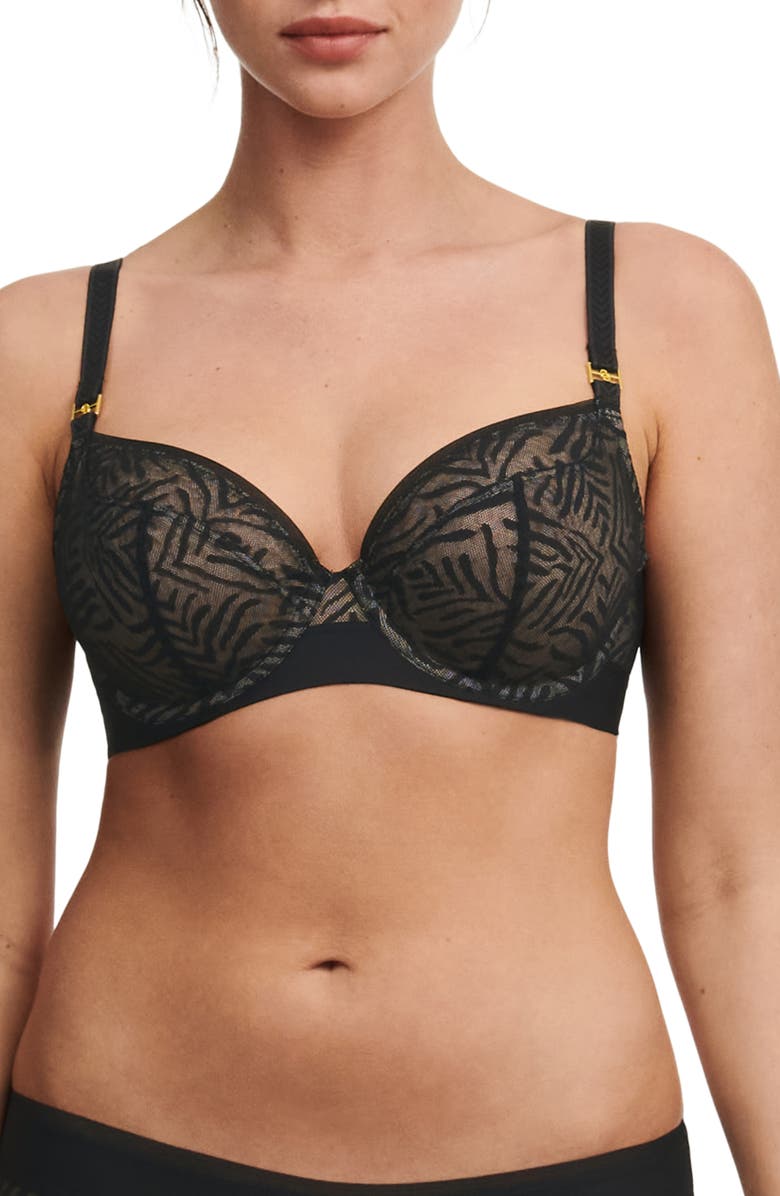 Chantelle Lingerie Graphic Allure Underwire Plunge Bra, Main, color, Black