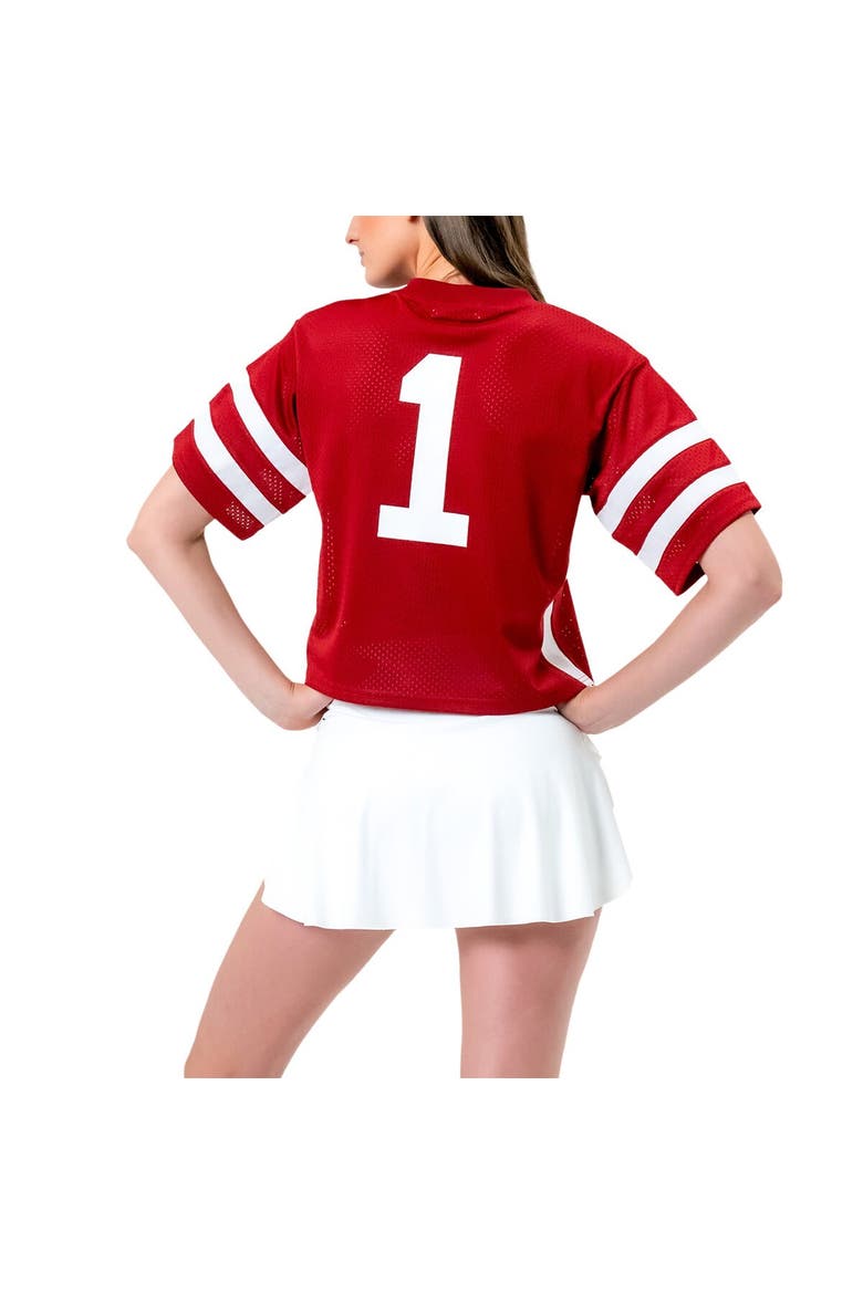 Women's Established & Co. Crimson Alabama Crimson Tide Fashion Boxy Cropped Football Jersey, Alternate, color, Crimson