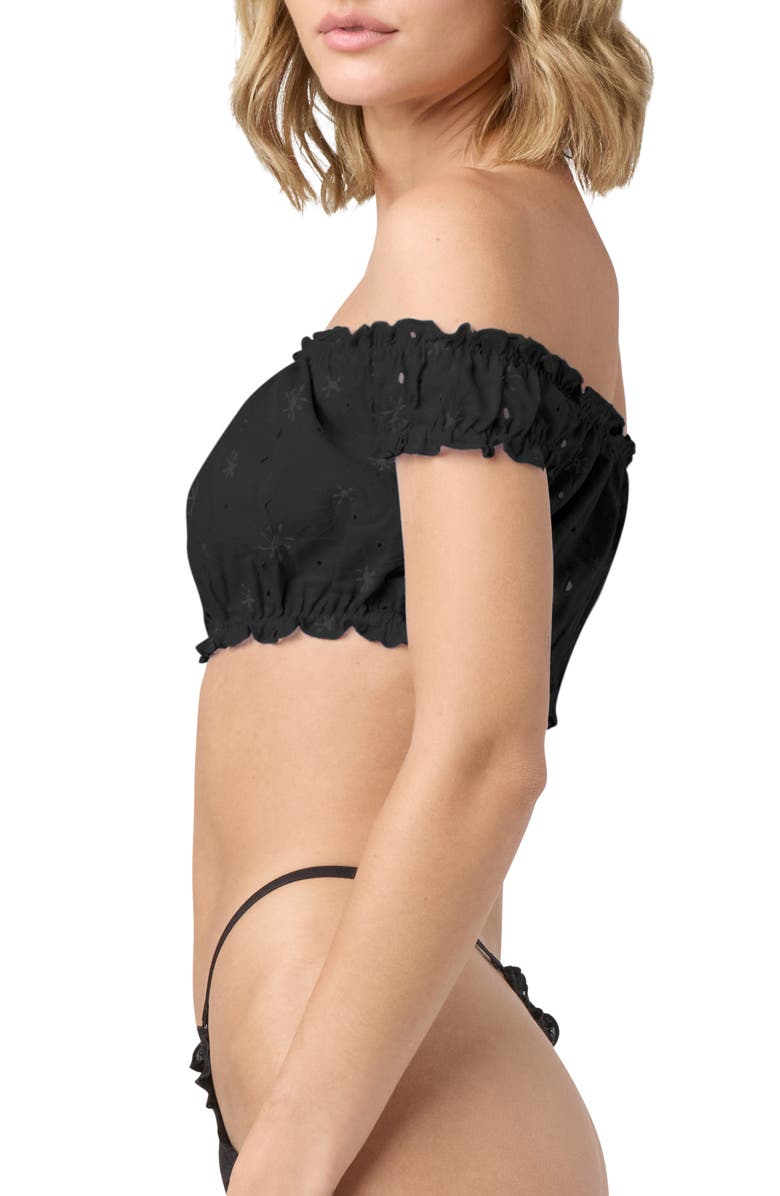 Florence by Mills Embroidered Eyelet Off the Shoulder Crop Top, Alternate, color, 