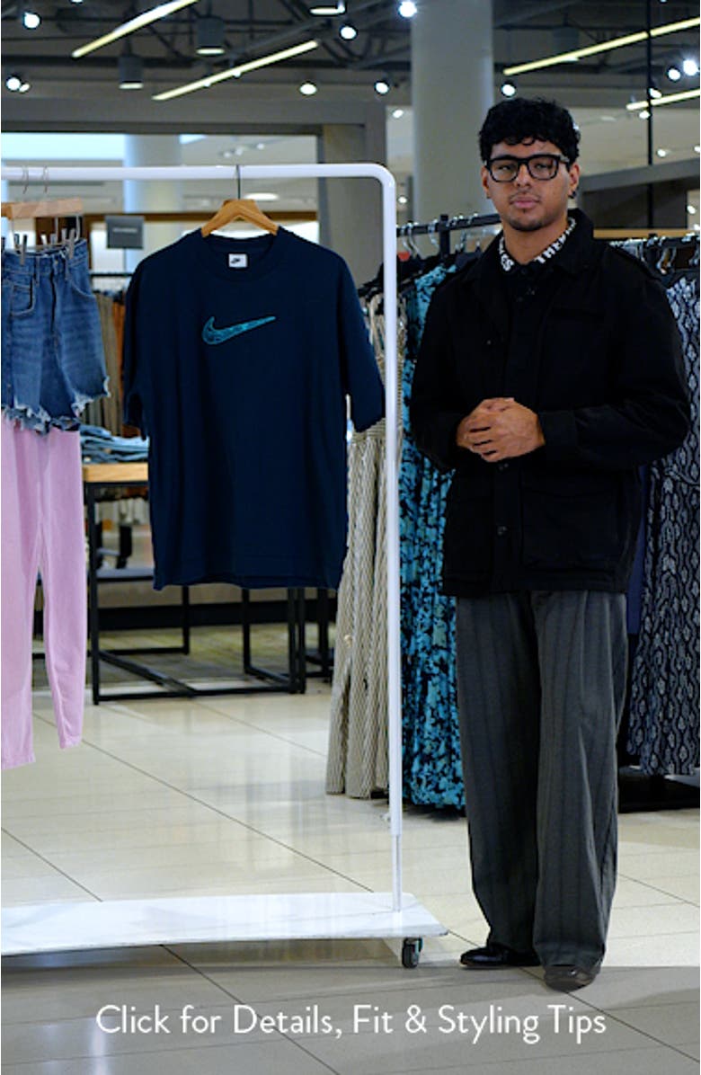 Oversize Luxe Swoosh Appliqué Cotton T-Shirt, sales video thumbnail