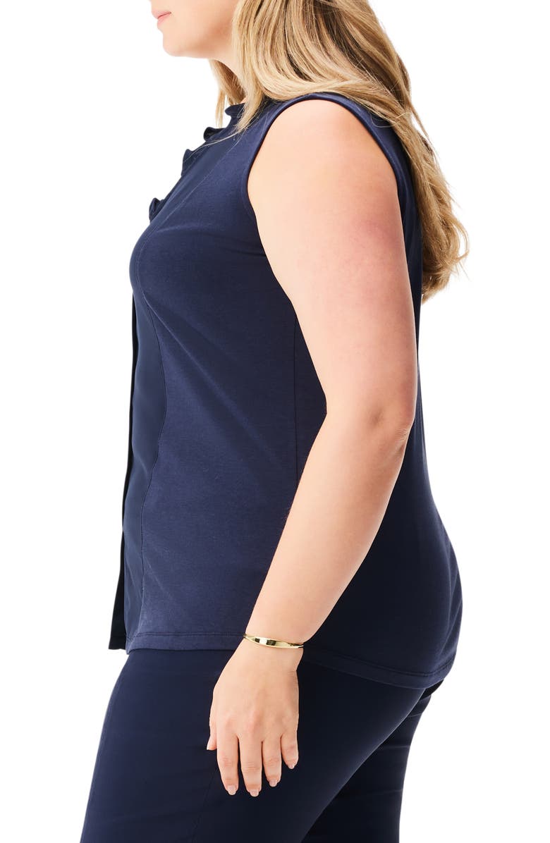NIC+ZOE Ruffle Around Mixed Media Sleeveless Top, Alternate, color, Dark Indigo