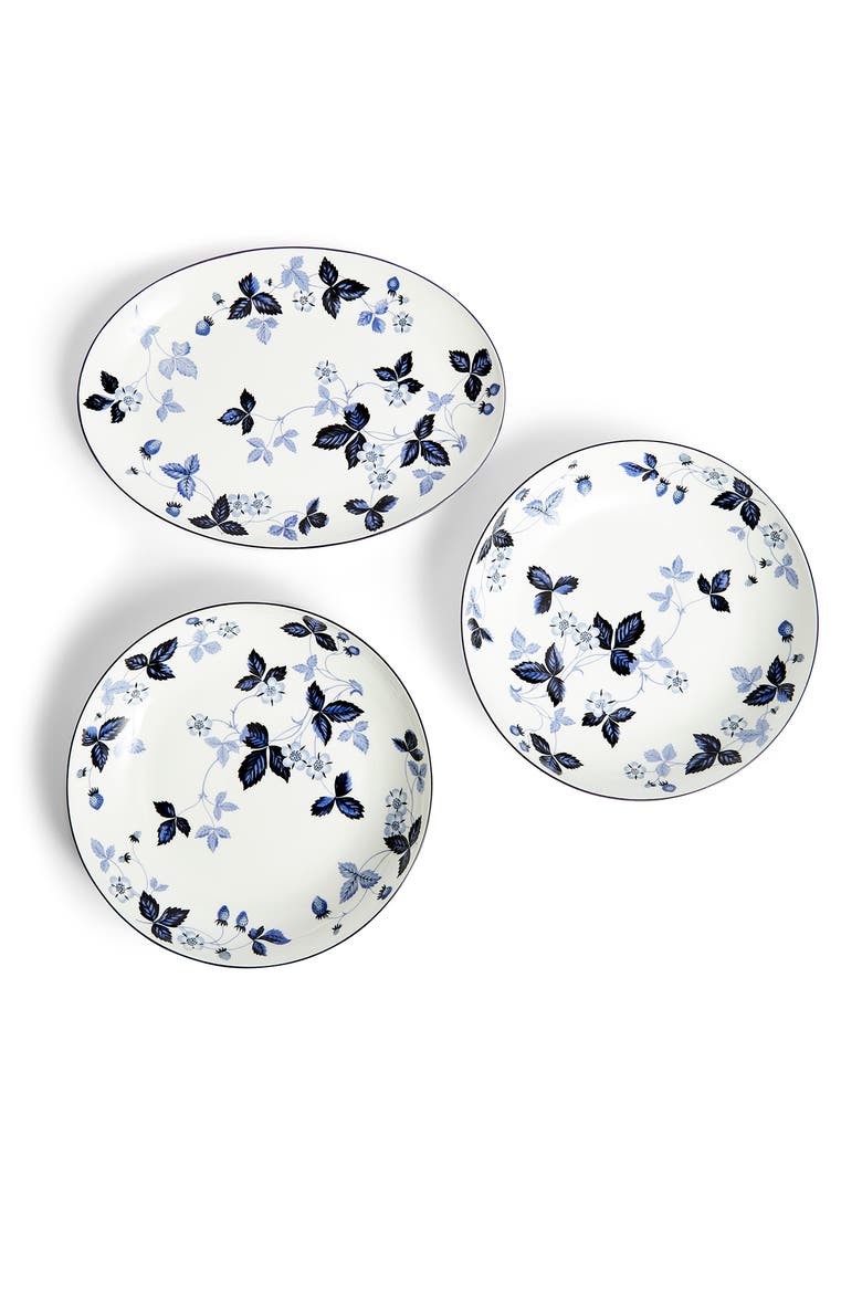 Wild Strawberry 15-Piece Bone China Dinnerware Set, Alternate, color, BLUE