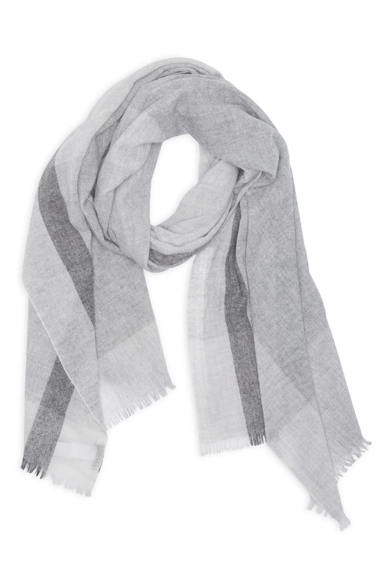 Textured Cashmere Scarf, Alternate, color, GREY PLAID