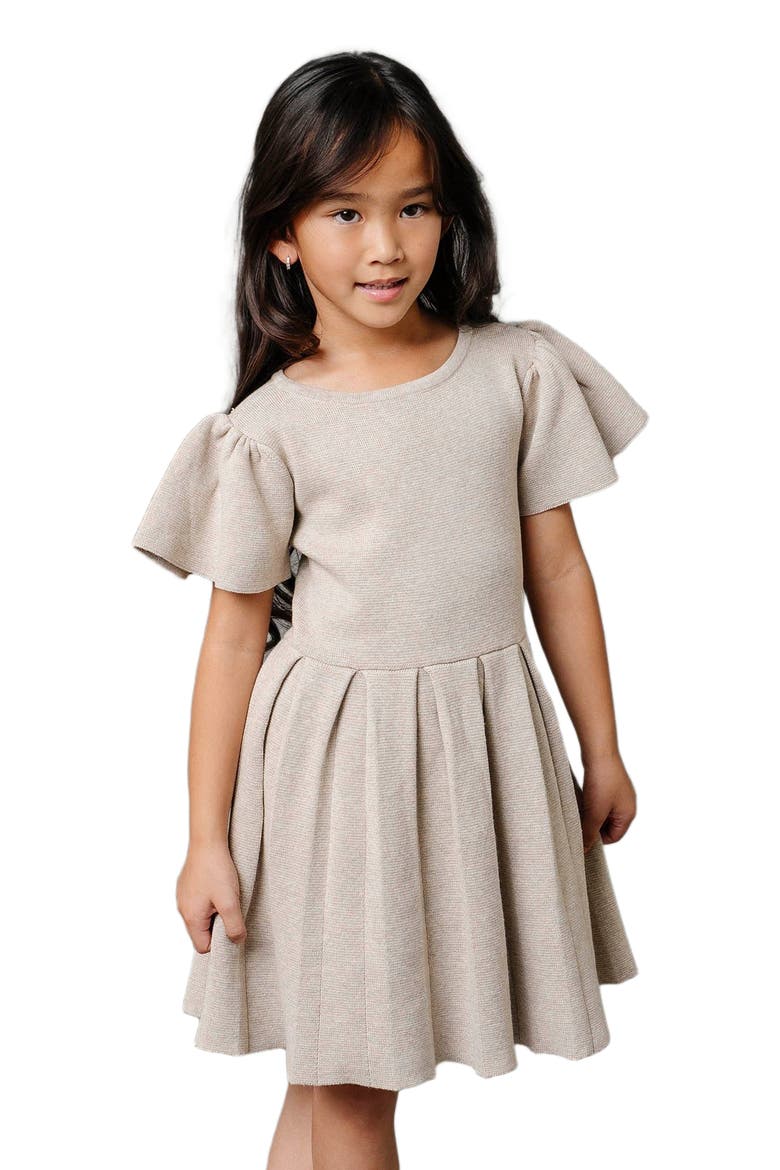 Girls' Organic Pleated Sweater Dress, Toddler, Alternate, color, Light Taupe Heather