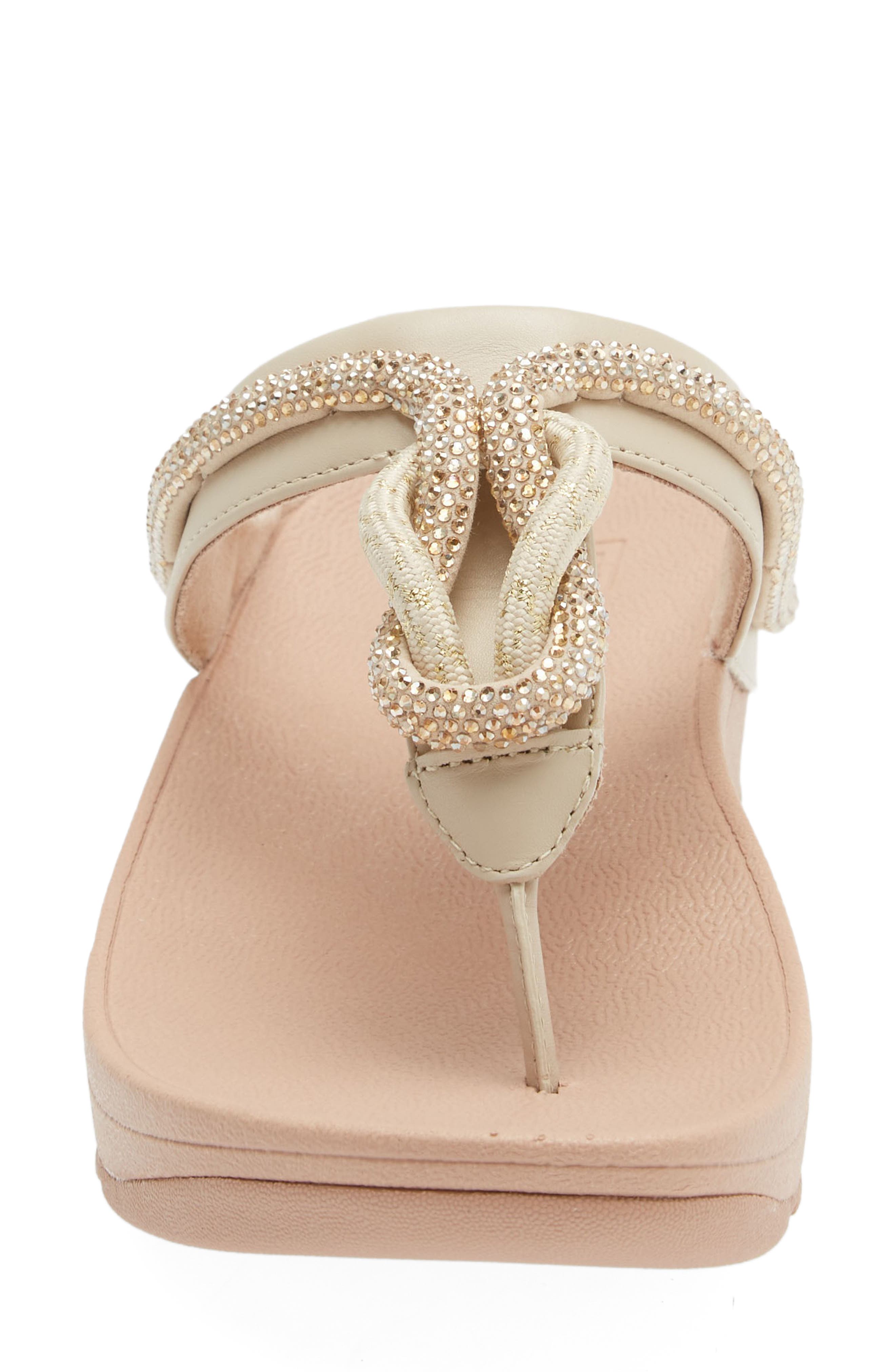 FitFlop Fino Crystal Flip Flop, Alternate, color, Stone Beige