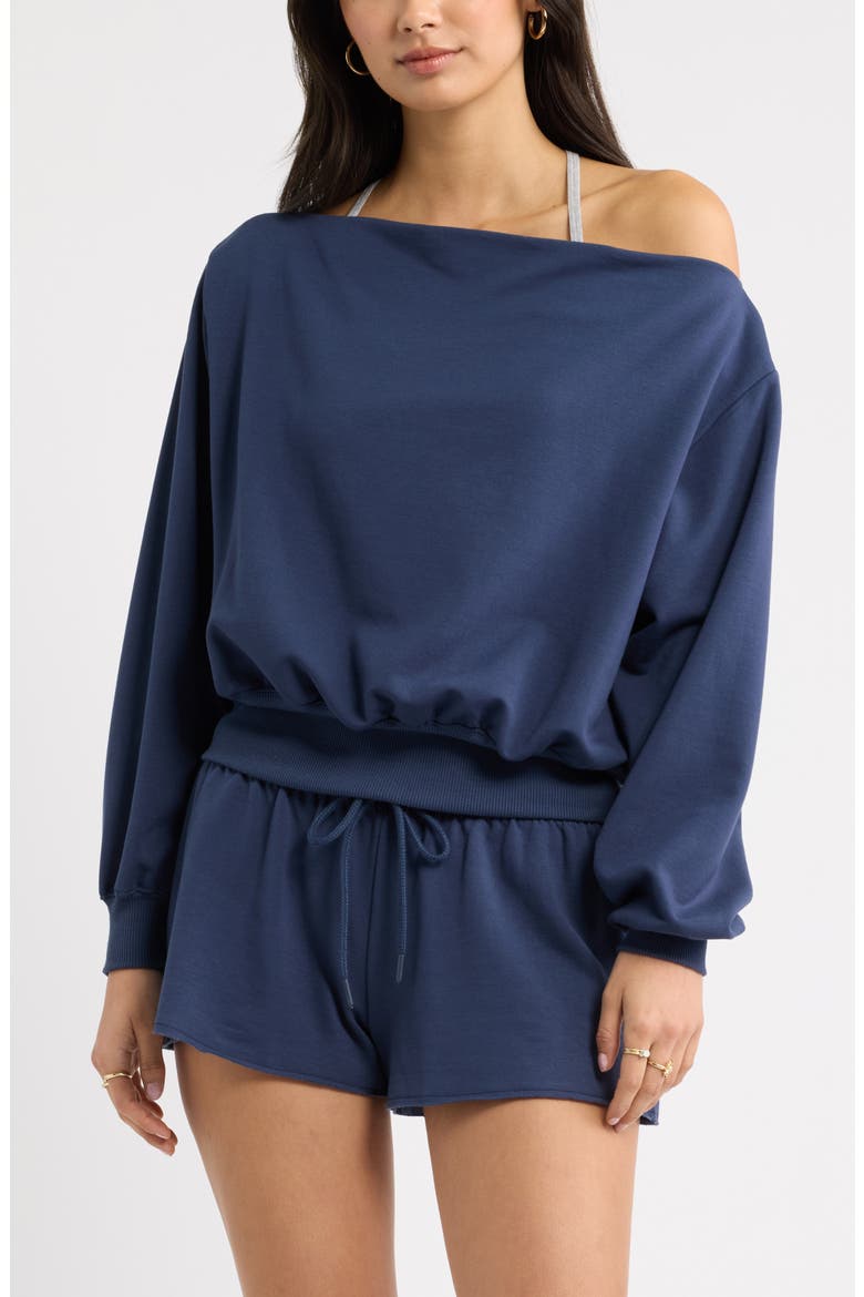 Off the Shoulder Sweatshirt, Main, color, NAVY INDIGO