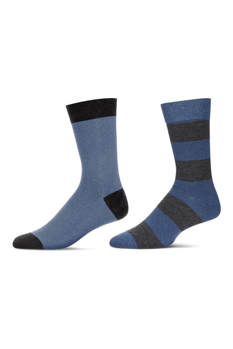Assorted 2-Pack Crew Socks, Main, color, DENIM HEATHER