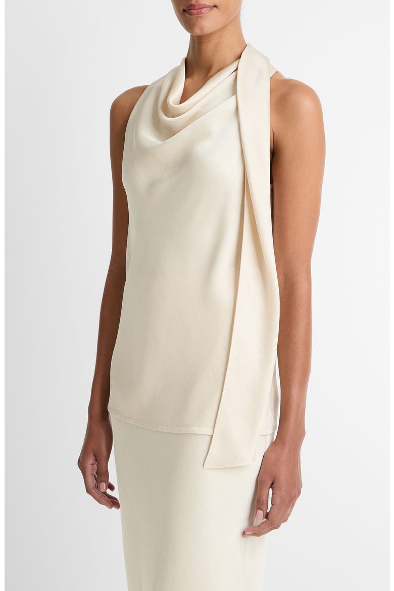 Sleeveless Scarf Satin Top, Alternate, color, BONA