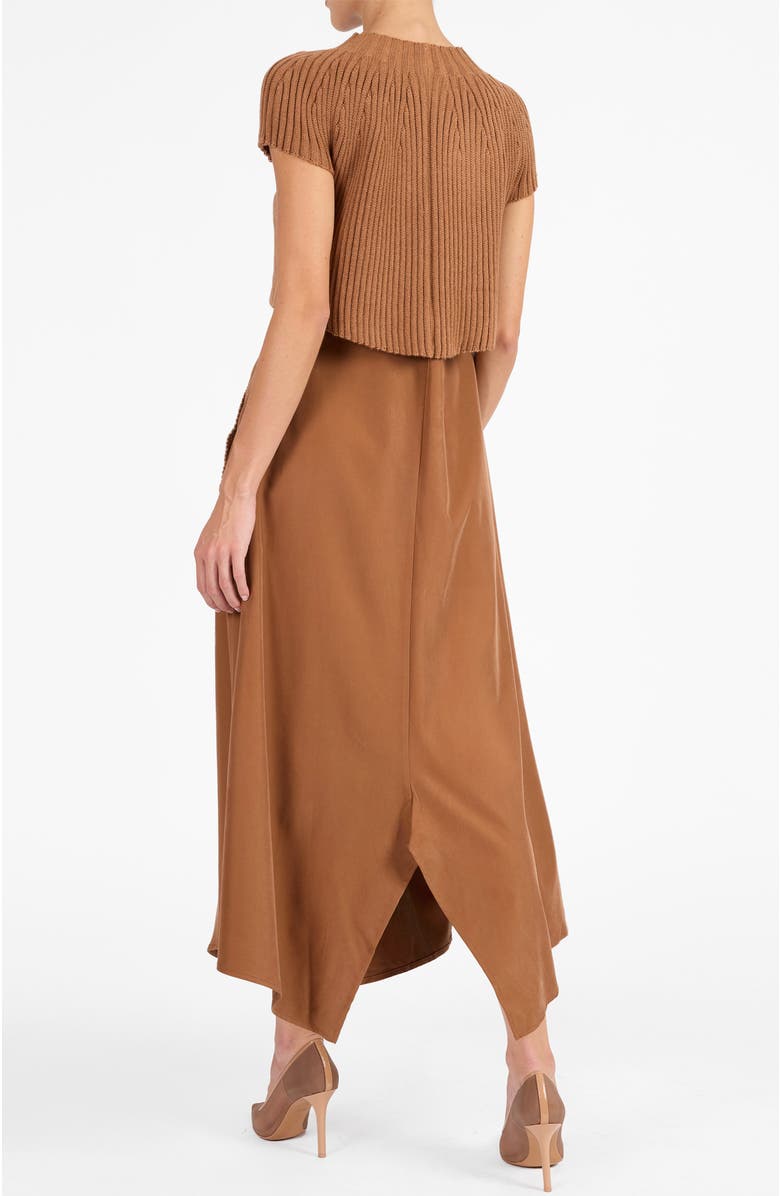 Santorelli Johanna Mix Media Cap Sleeve Midi Dress, Alternate, color, Auburn