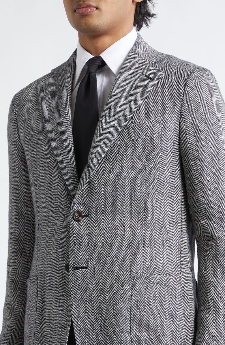 J. Mueser Waverly Linen Herringbone Sport Coat, Alternate, color, Navy