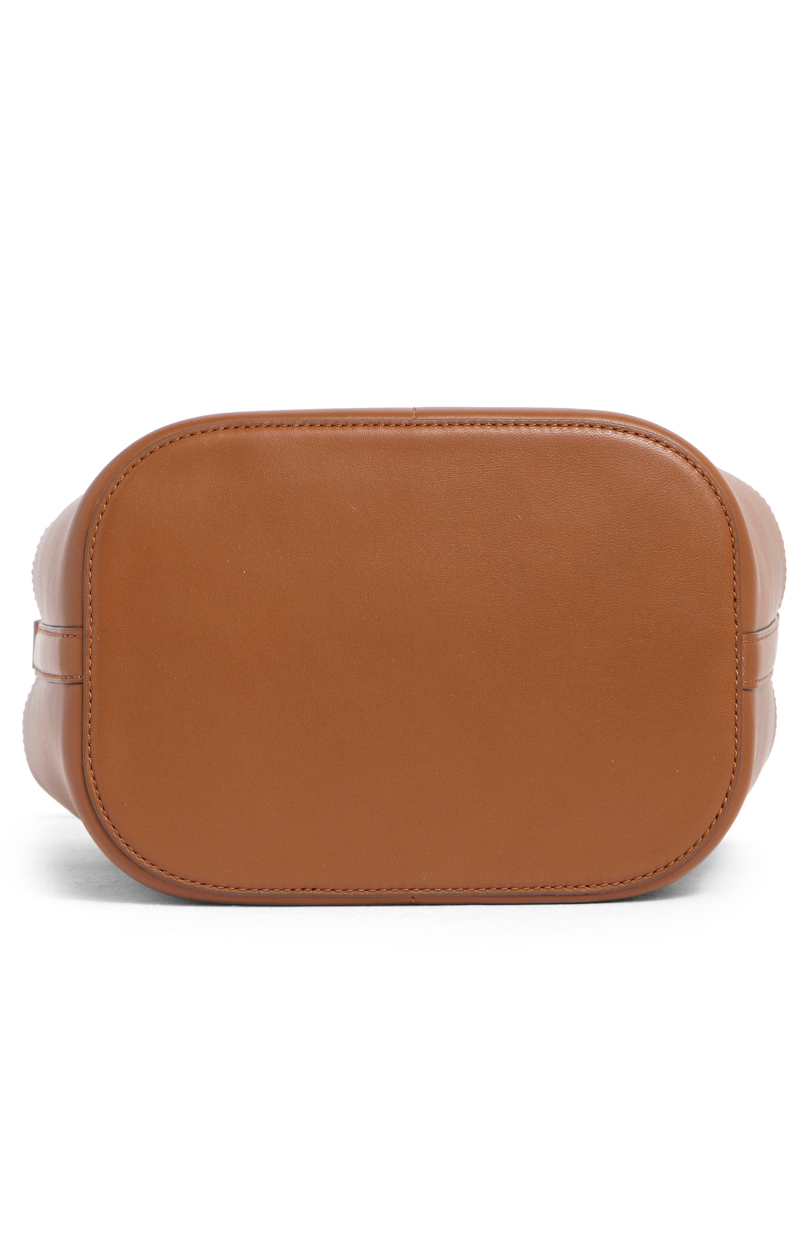 Veronica Beard The Crest Lock Leather Bucket Bag, Alternate, color, Hazelwood