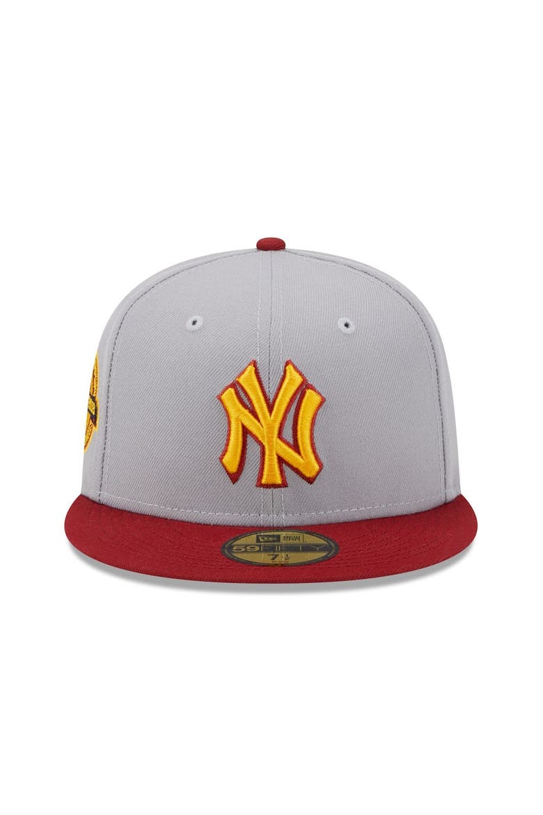 Men's New Era Gray/Red New York Yankees World Series Champions Navy Undervisor 59FIFTY Fitted Hat, Alternate, color, Gray