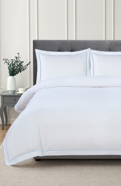 Melange Home Framed Embroidered Duvet & Sham Set In White/blue