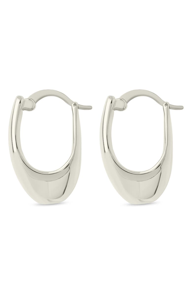 Sterling Forever Elise Polished Huggie Hoop Earrings, Alternate, color, Silver
