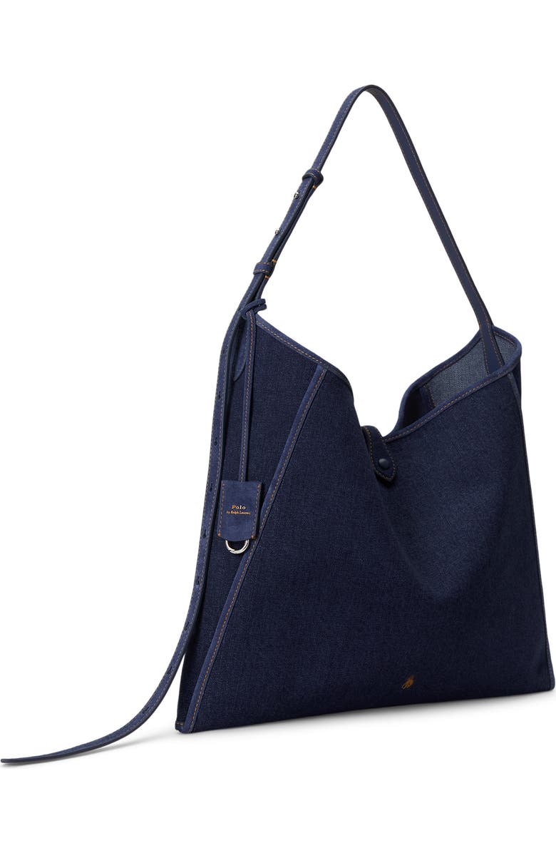 Polo Ralph Lauren Denim Messenger Tote, Alternate, color, Blue