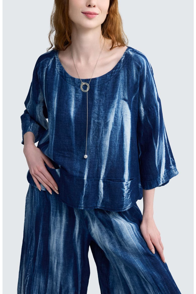 Avery Batik-effect Muslin Blouse, Main, color, Candy Sky