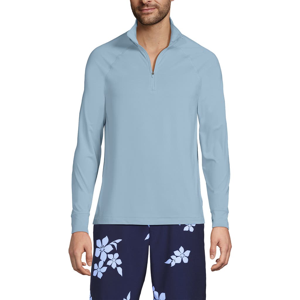 LANDS' END LANDS' END UPF 50 COOLING QUARTER ZIP MOCK NECK RASH GUARD SHIRT