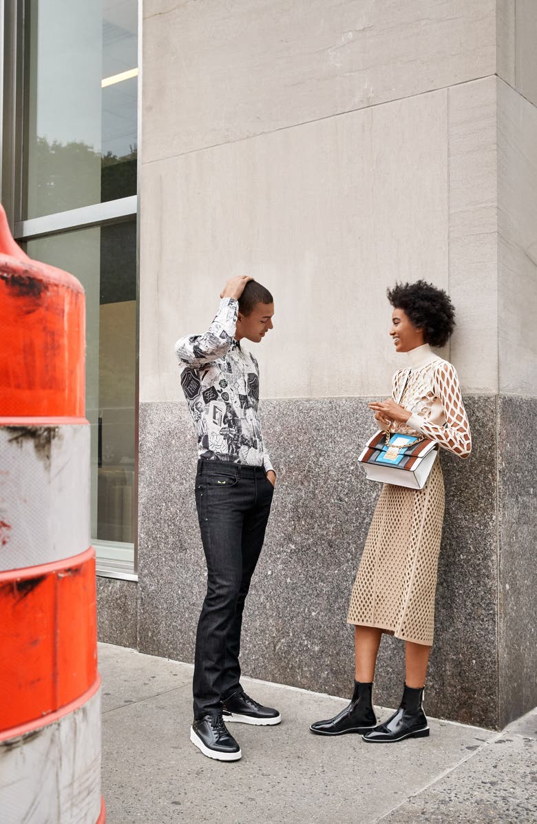 Fendi Tronchetto Stretch Bootie, Alternate, color,