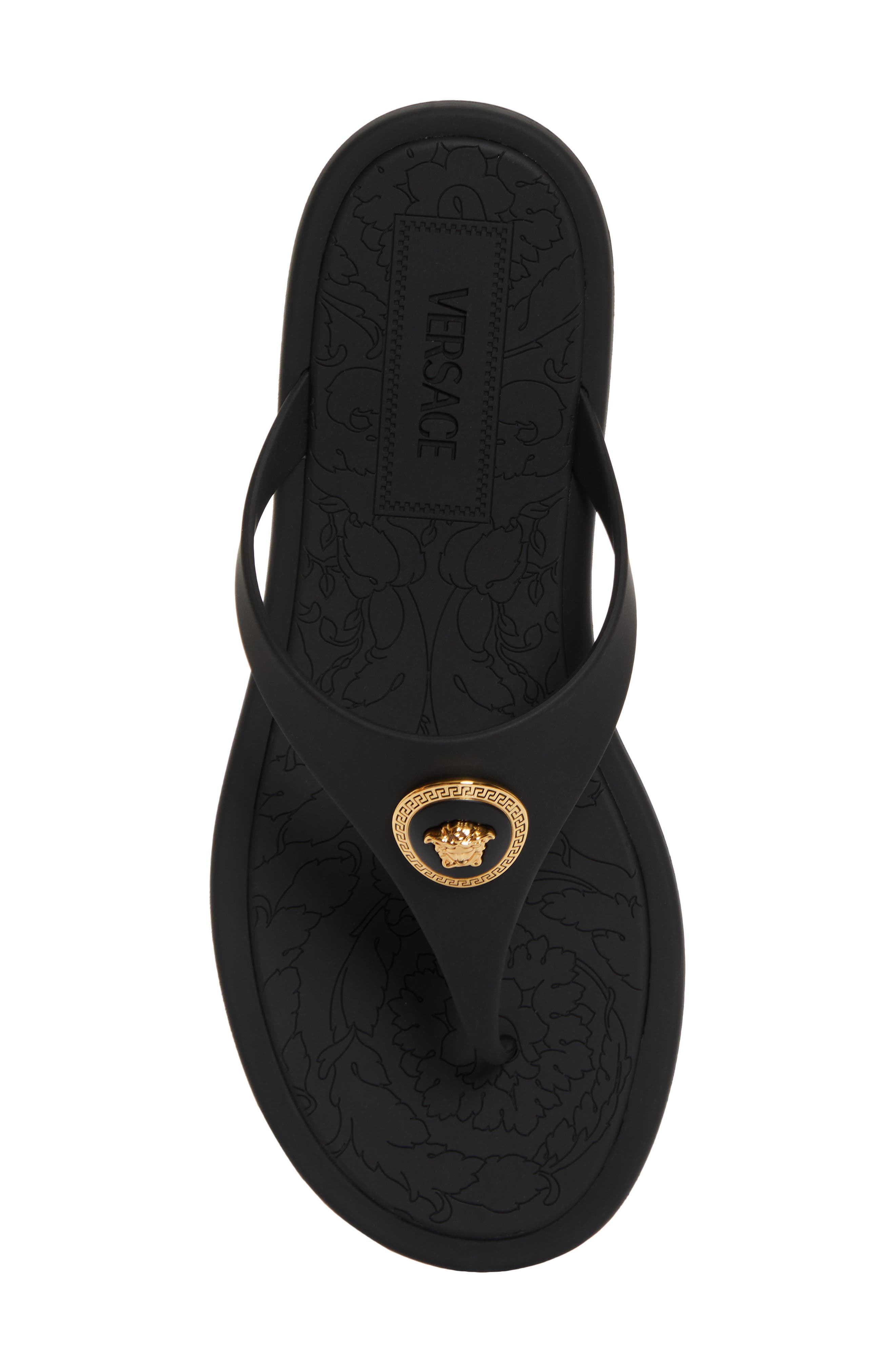 Versace Medusa Flip Flop, Alternate, color, Black/ Versace Gold