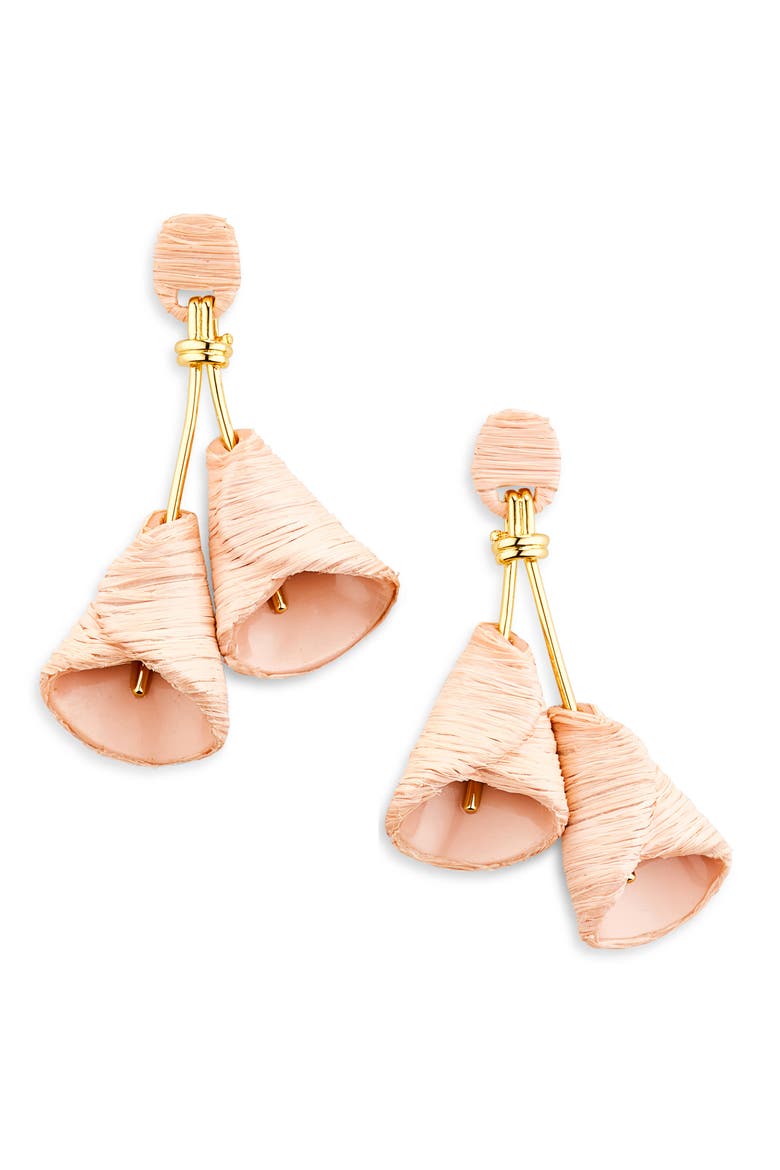 Raffia Calla Lily Drop Earrings, Main, color, NATURAL
