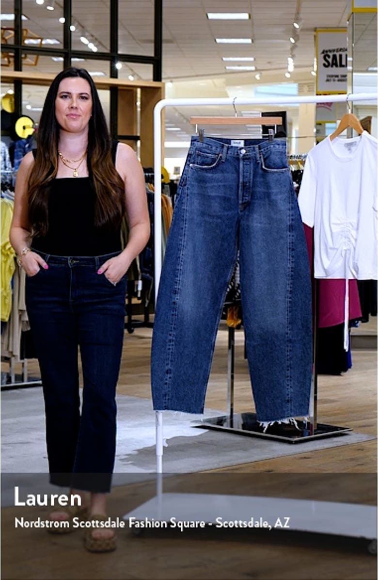 Luna Pieced High Waist Raw Hem Barrel Jeans, sales video thumbnail