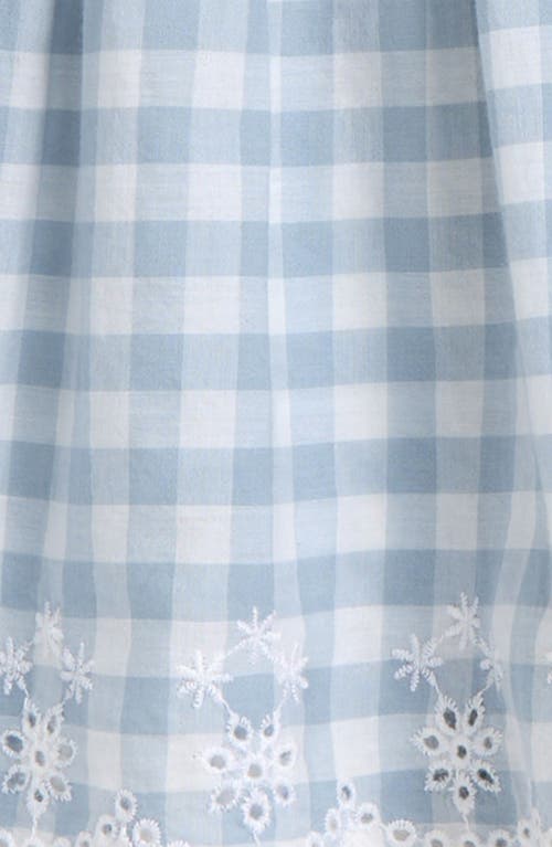 Nordstrom Scalloped Gingham Check Cotton Top & Bloomers In Blue Fog Gingham