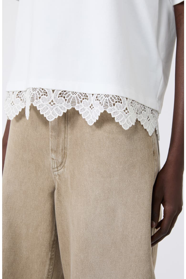 Sala Lace Hem Cotton T-Shirt, Alternate, color, WHITE