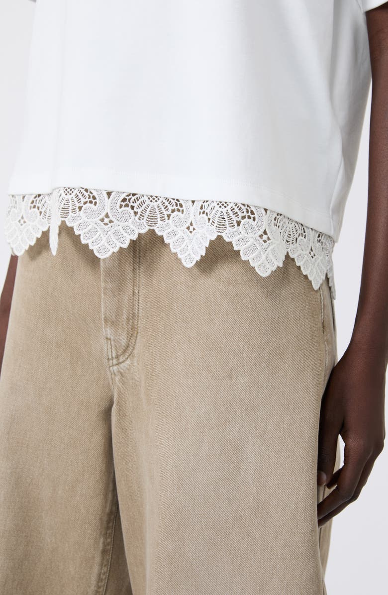 Weekend Max Mara Sala Lace Hem Cotton T-Shirt, Alternate, color, White