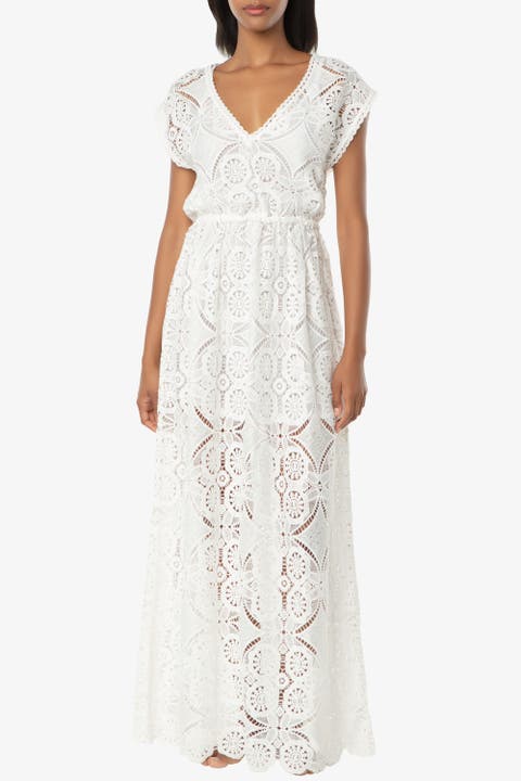 V-Neck Lace Maxi Dress